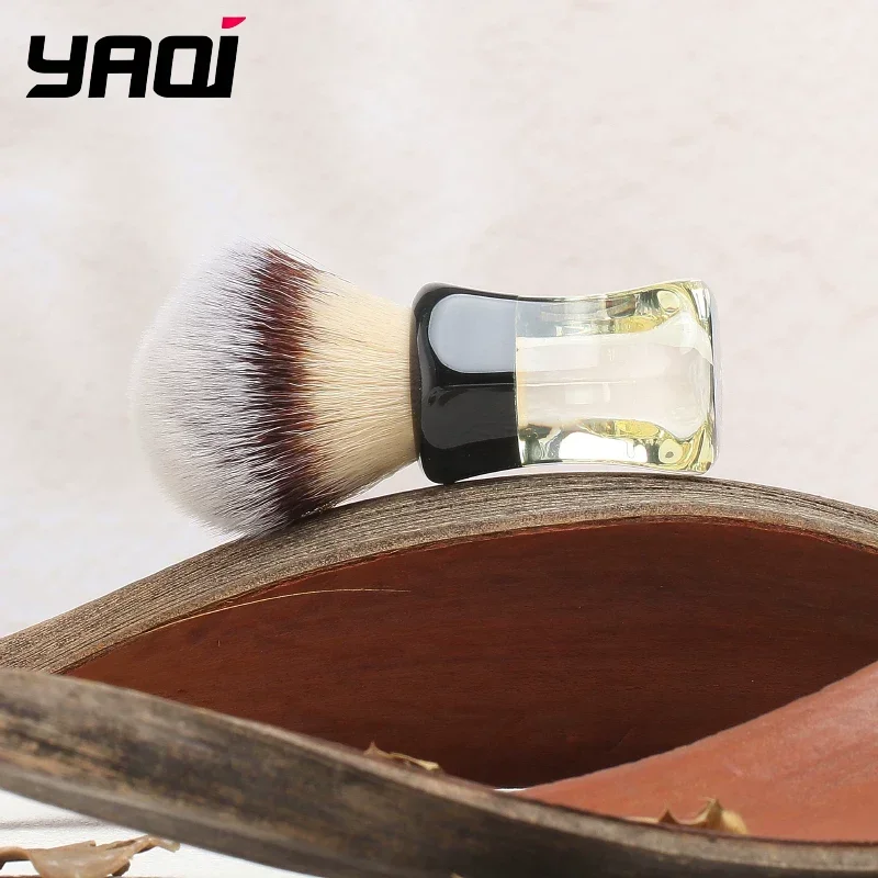 2026 Yaqi Robin Men's Synthetic Hair Wet Shaving Brush Clear Handle for Facial Hair Trimming Limited-time sale