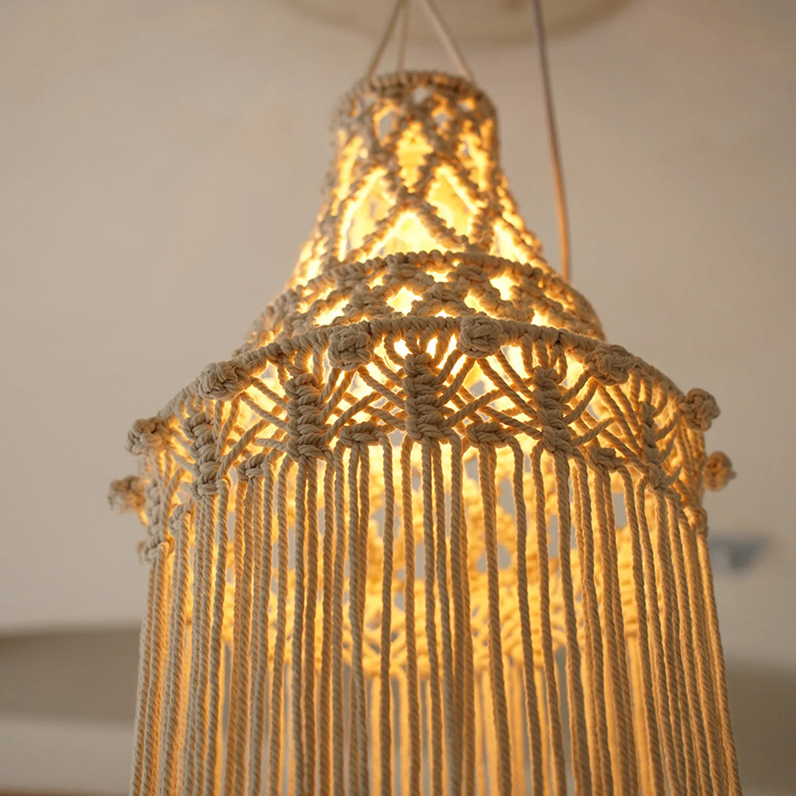 Paralume in macramè intrecciato a mano squisito Boho lampada a sospensione copertura lampadario di casa in famiglia Hotel decorazione di cerimonia