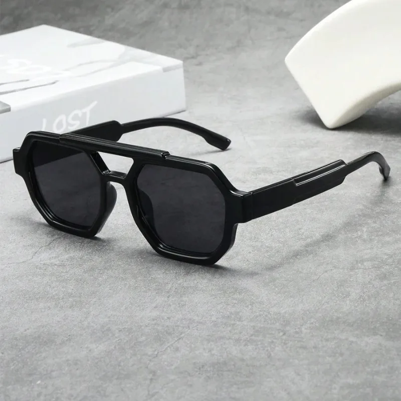 New Retro Double Bridges Women Polygon Square Sunglasses Fashion Blue Purple Men Shades UV400 Sun Glasses image 5
