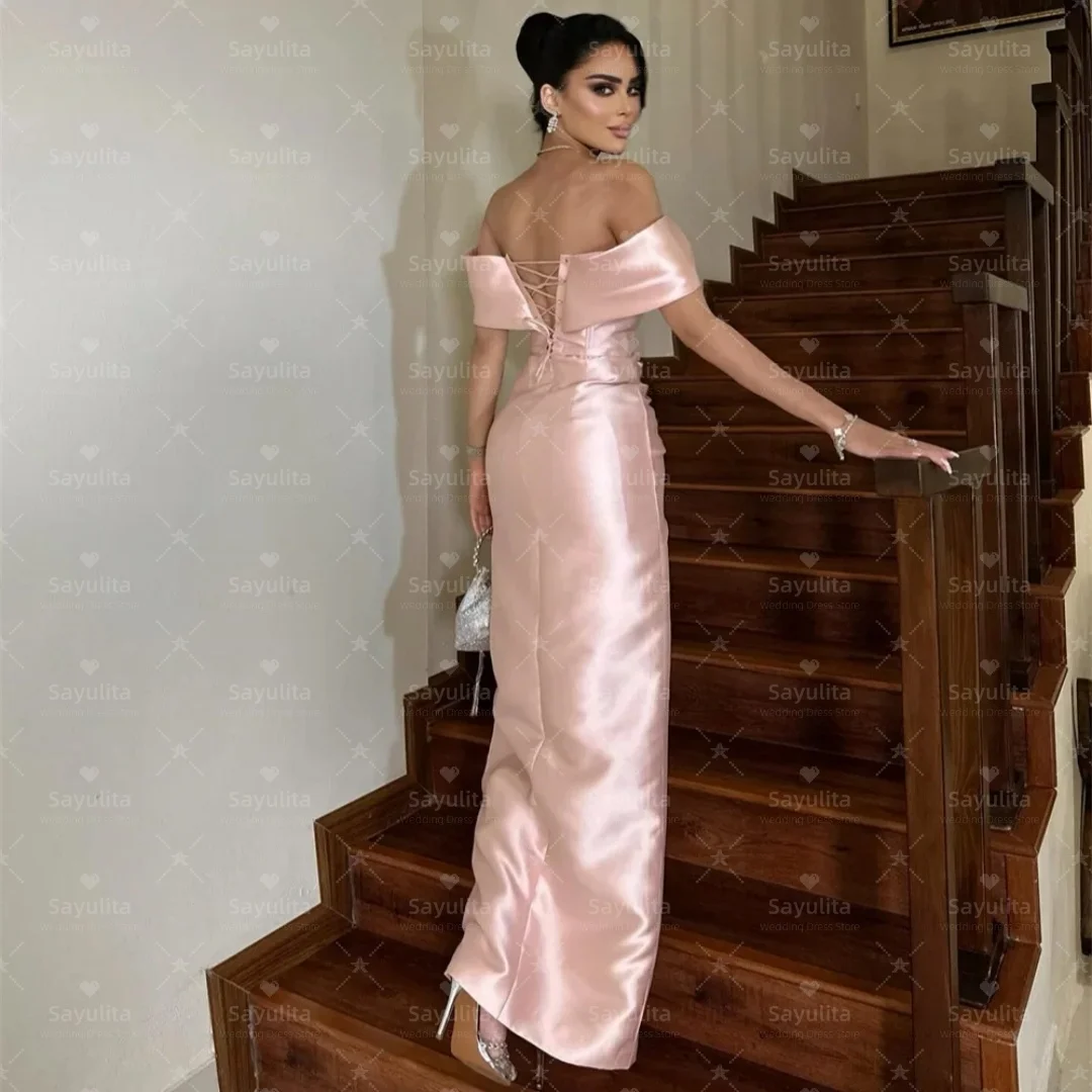 Sayulita 오프 숄더 댄스 파티 드레스 레이스 업 섹시한 백 이브닝 드레스 셔링 사이드 슬릿 웨딩 파티 신부 가운 맞춤형