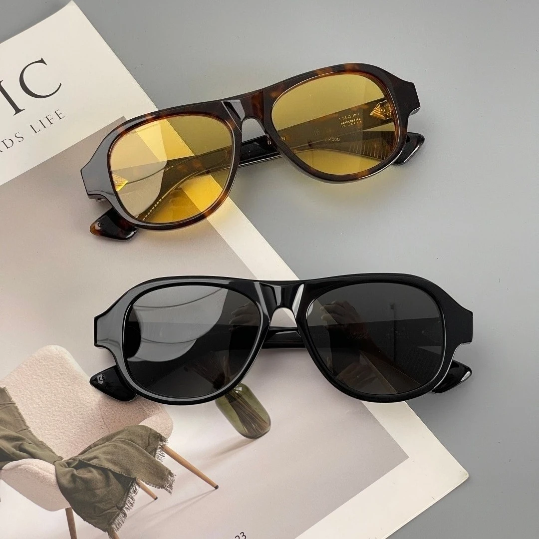 Retro Aviator Style Sunglasses Acetate Frame Sun Glasses UV400 Protection Vintage Driving Eyewear for Men Women with Case