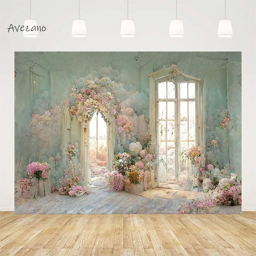 

Avezano Photography Background Vintage Room Oil Painting Flowers Girls Birthday Party Portrait Decoration Backdrop Photo Studio