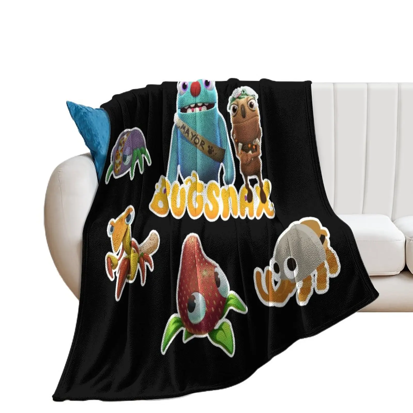 Bugsnax Fan Art Pack Bugsnax Grumps and BugSnax Characters Mayor Filbo Throw Blanket Hairys Beautifuls Blankets