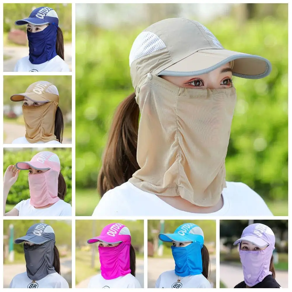 Breathable Quick-dry Hat Sun Protection Hat Neck Cover Ice Silk Wide Brim Baseball Cap UV Protection Shield Face Cover Cap Men
