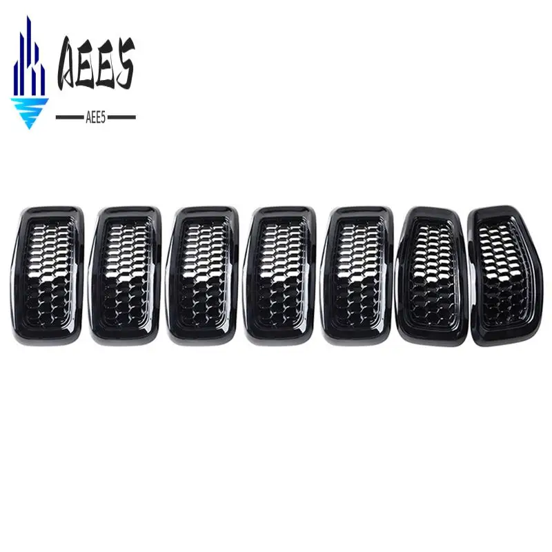 

AEE5-Black Car Front Insert Mesh Grille Decoration Cover Front Radiator Inlet Grill Trim Cover For Jeep Cherokee 2014-2018 Parts