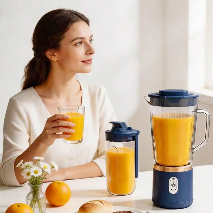 Wireless Charging Hybrid Cup, Portable Dual-Cup Electric Juicer. It Is A Mini Blender Suitable For Making Smoothies, Vegetables