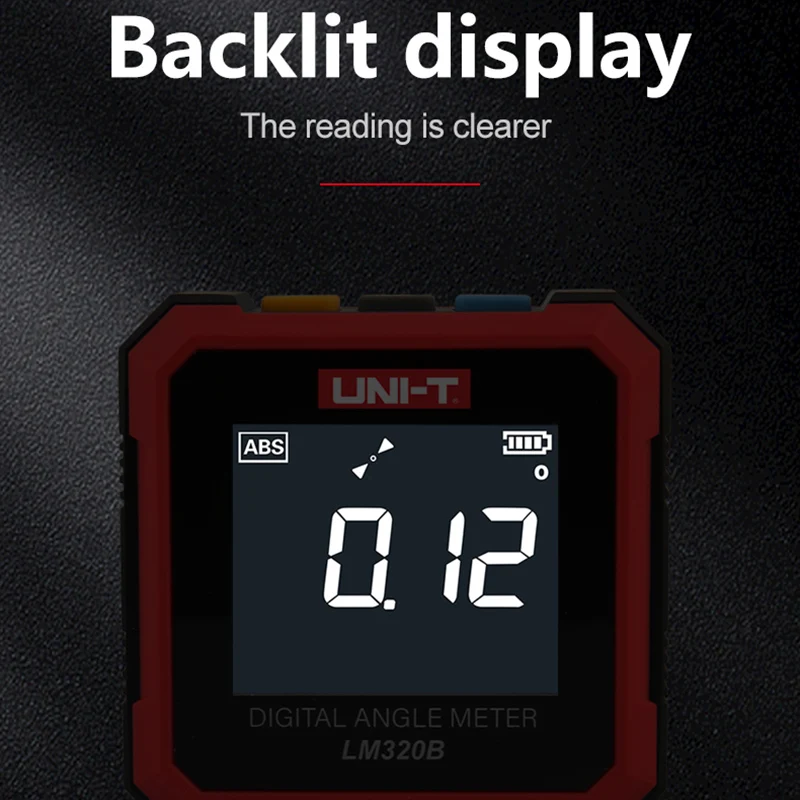 Imagem -05 - Uni-t-digital Transferidor Medidor de Ângulo Eletrônico Inclinômetro Magnético Caixa Cônica Luz de Fundo Lm320a Lm320b