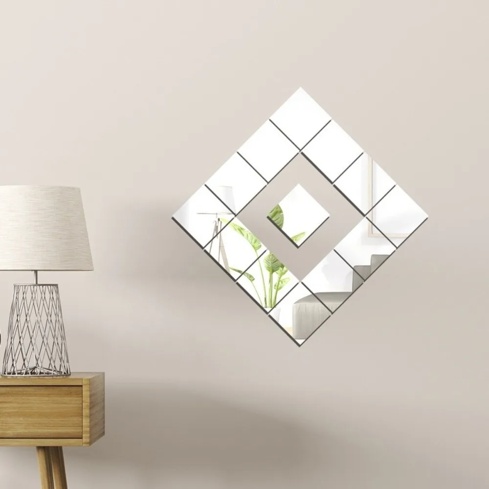 10 pcs DIY Wall Stickers Mirror Shatterproof Decoration Self-Adhesive Mirror Acrylic Thicken Glass Stickers Rental Housing