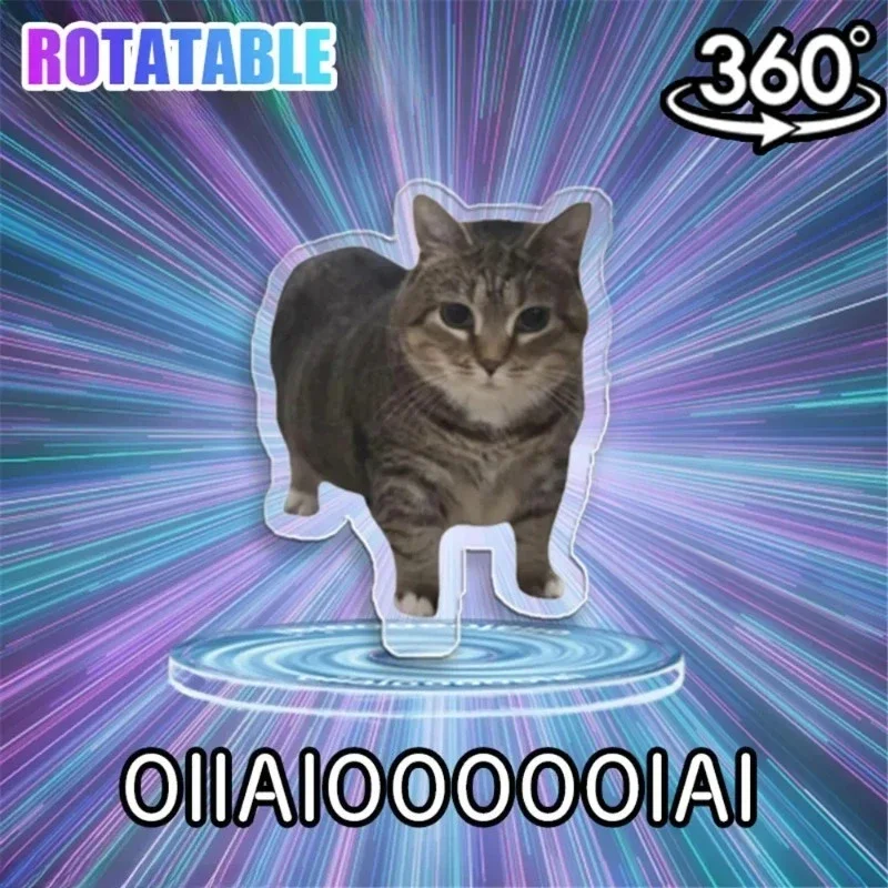

Oiiaioo Meme Cat NEW Pattern Acrylic Rotating Stands for Desk Decoration Home Accessories Decor Car Motorcycle Kids Adults Gift