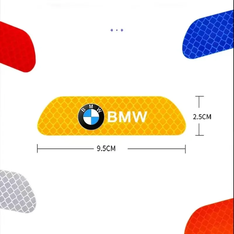 4PCS Car Door Sticker Safety Warning Reflective Mark For BMW M M1 M2 X1 X3 X5 X6 X7 M3 M4 M5 M6 E46 E39 E53 F30 E60 E87 E36 E30