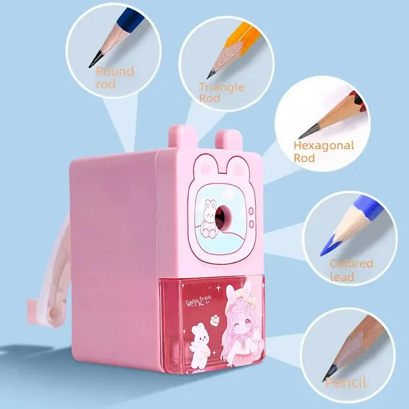 Cartoon Pencil Sharpener Hand Cranked Automatic Lead In Pencil Sharpener Labor-saving Single Hole Pencil Sharpener Stationery