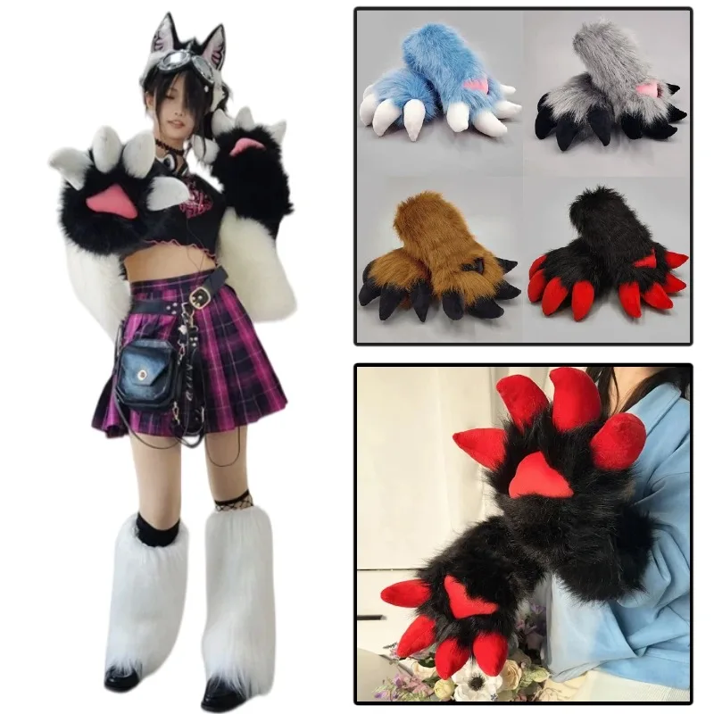 

Handwork Dragon Paw Gloves Animal Cartoon Gloves Anime Fursuit Accessory Kawaii Cosplay Claw Puppet Props for Performance Props