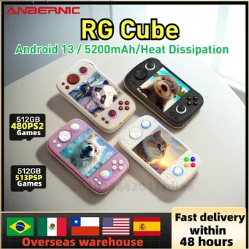 ANBERNIC RG Cube Handheld Game Console 3.95&#x27;&#x27; IPS Multi-Touch Screen 5200mAh Android 13 RGB Joystick Video Game Console PS2