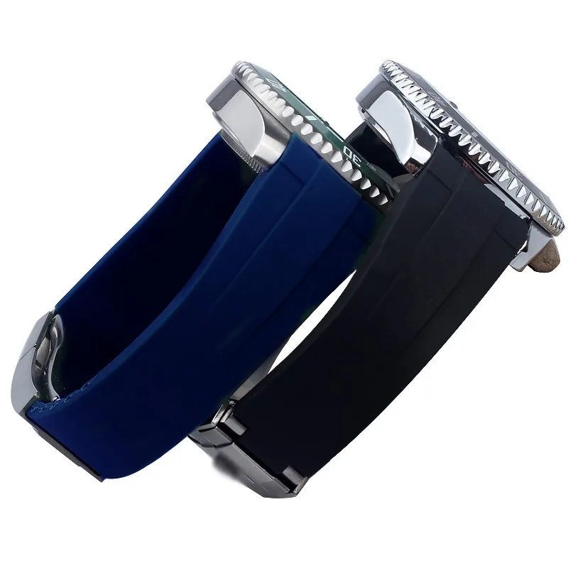 Watch Band for Rolex DAYTONA SUBMARINER Yacht-Master GMT Sports 20mm 21mm Curved End Fluoro Rubber Smart Watch Bracelet Strap