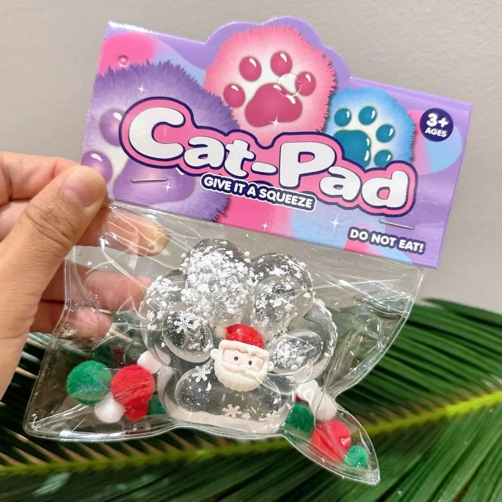 Lindos juguetes transparentes para apretar con forma de pata de gato, juguetes navideños de descompresión con ventilación suave, juguetes para aliviar el estrés de silicona TPR, regalos