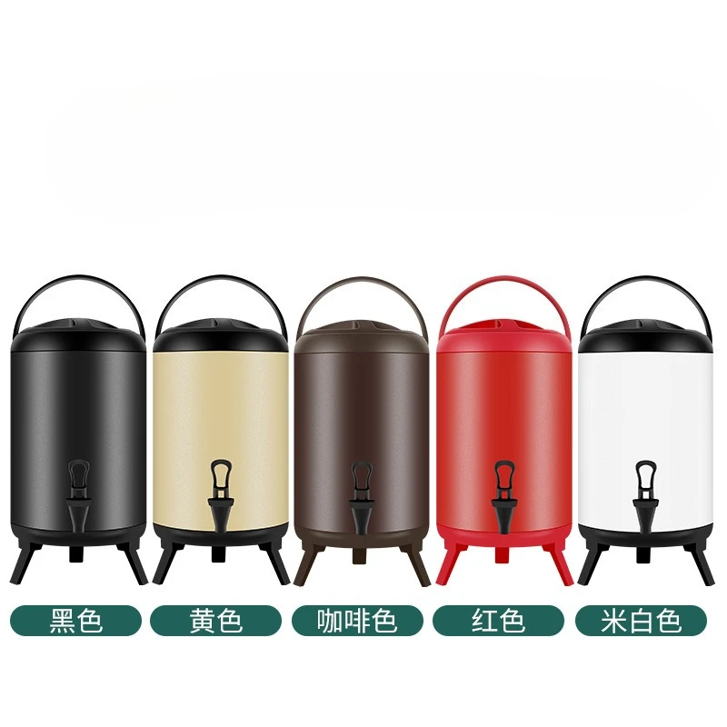 

Stainless steel baking paint foam insulation bucket milk tea shop large capacity hot and cold tea bucket commercial 8L10L12L