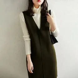 Woolen Vest Skirt Women's Autumn and Winter Temperament Age Reducing Loose and Slim V-neck Sleeveless Vest Shoulder Dresses
