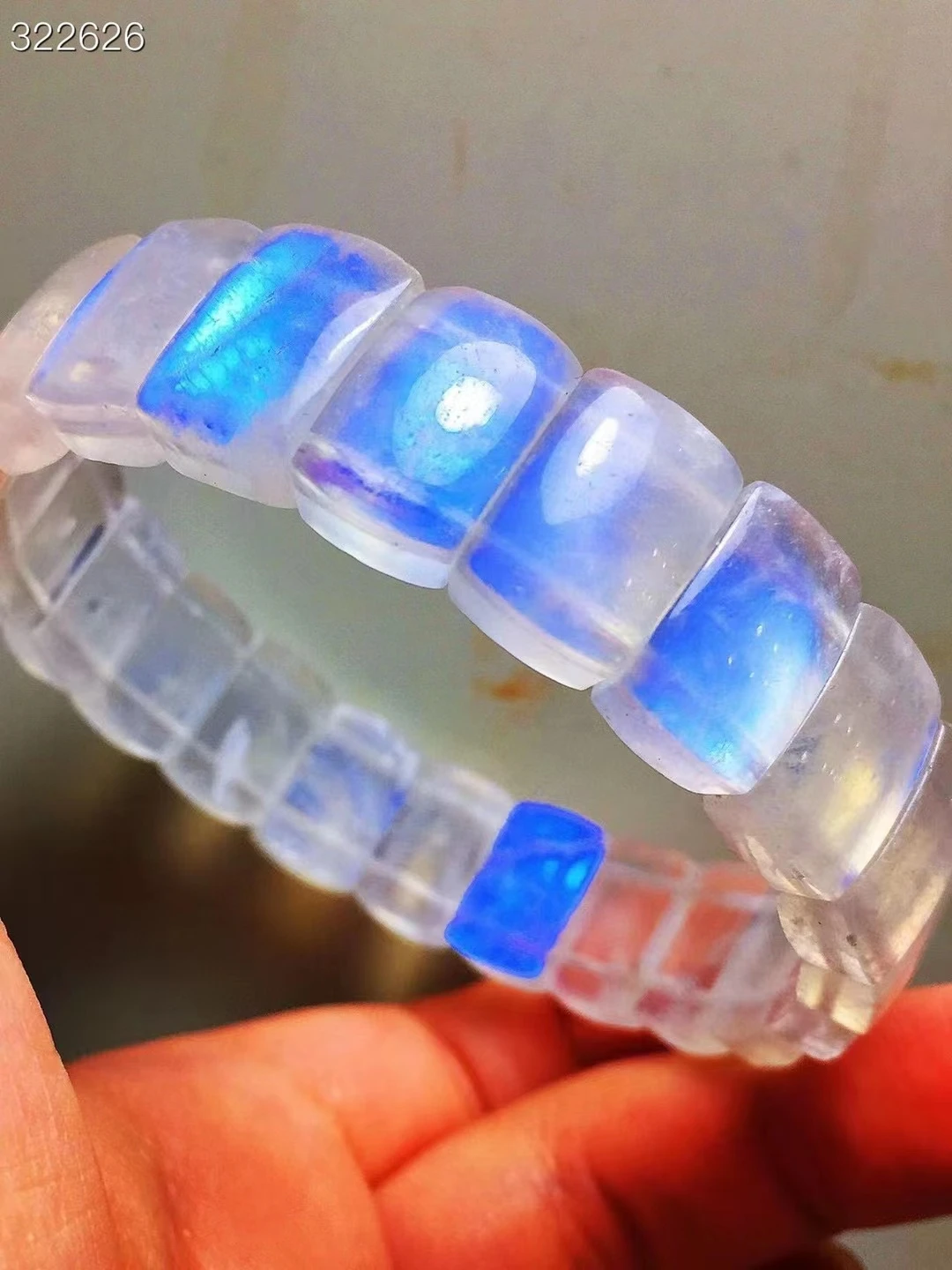 Natural Blue Light Moonstone Clear Rectangle Beads Bracelet 13.7x9.3x6mm Stretch Women Fashion Stone Genuine AAAAA