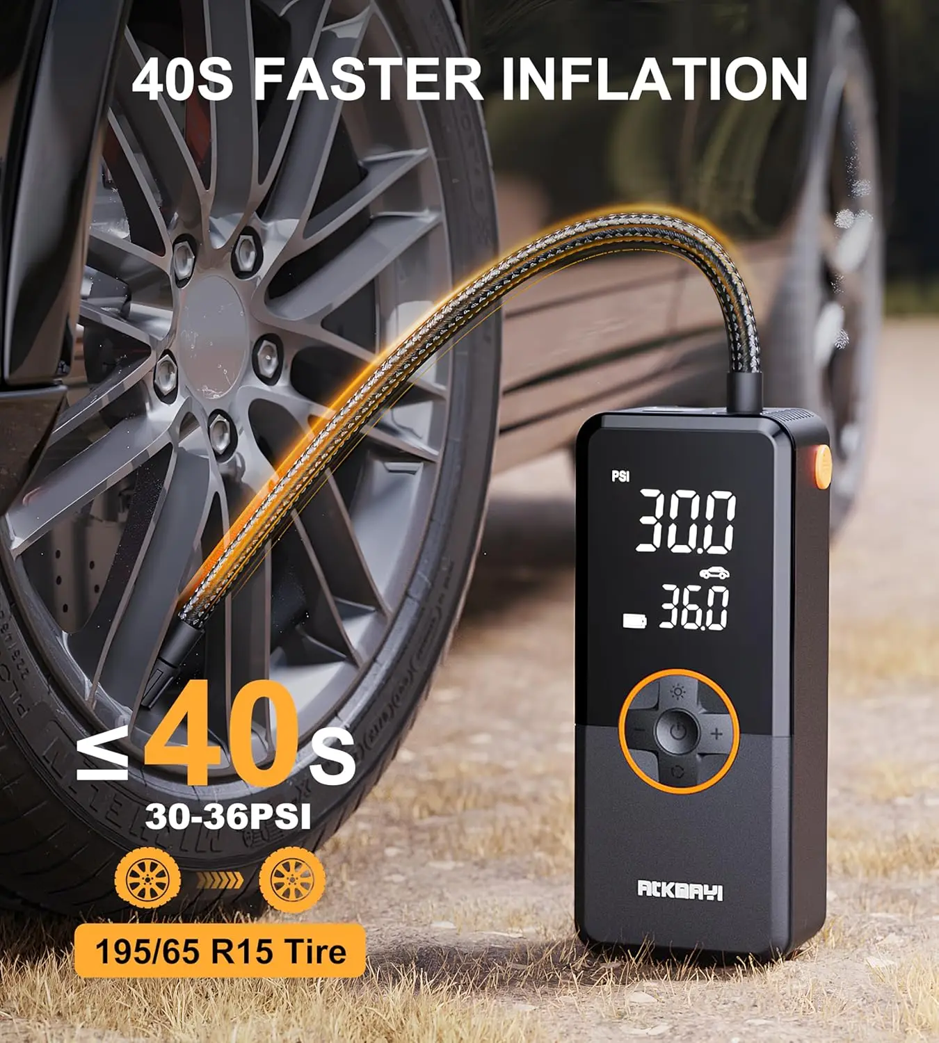 Tire Inflator Portable Air Compressor, 150PSI Bike Pump with Deflation Mode, Cordless Air Pump for Car Tires, Portable Tire Infl