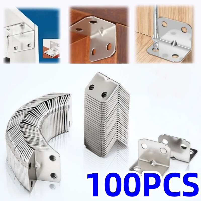 50/10PCS Angle Iron Board Table, Chair, Cabinet, Wardrobe, Fixed Connector, 90-degree Angle Iron Plate Bracket
