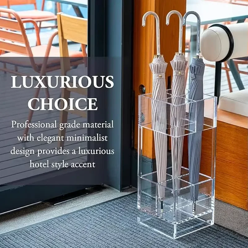 Modern Clear Acrylic Umbrella Stand Holder for Home Office Hotel Lobby Storage Rack for Long Short Umbrellas Stylish Display