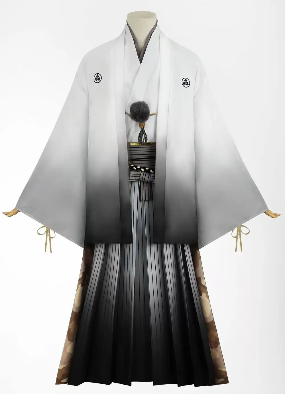 قناع الثعلب الصامت هيل f ثوب الكيمونو الياباني الأسود التدرج فستان طويل ملابس حفلات الهالوين Tsuneki Hisayuki تأثيري حلي شعر مستعار #3
