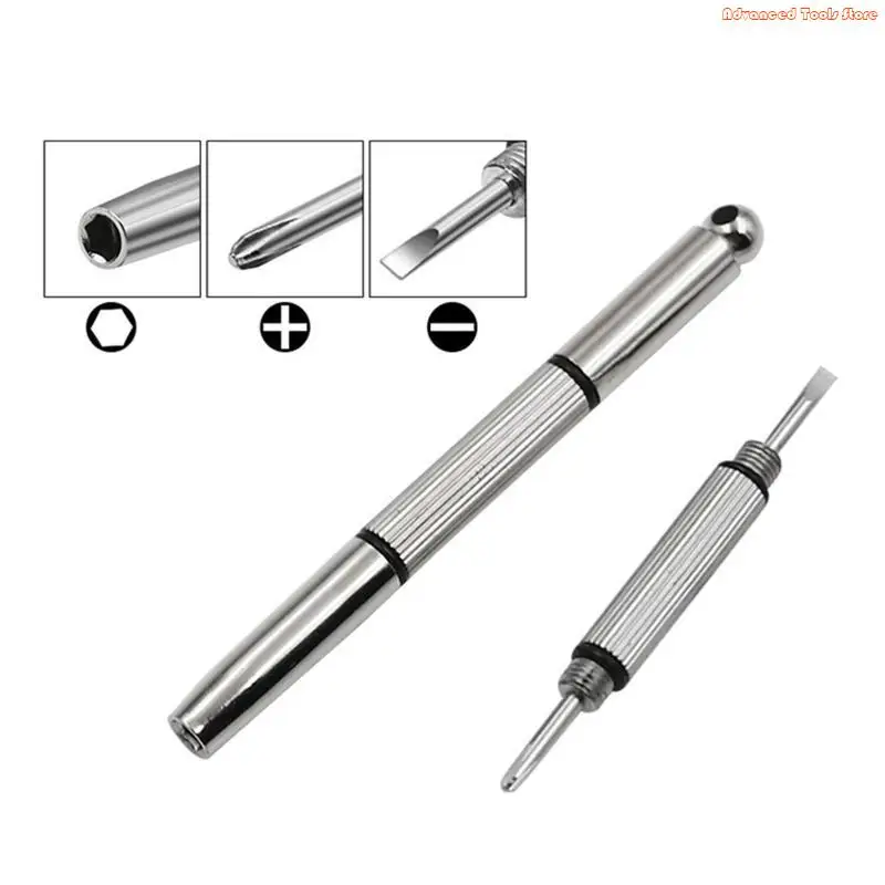 Multifunctional 3 in 1 Metal Mini Screwdriver Flat for Head Hand Repair Tool Glasses Screwdriver for Sunglasses W91B
