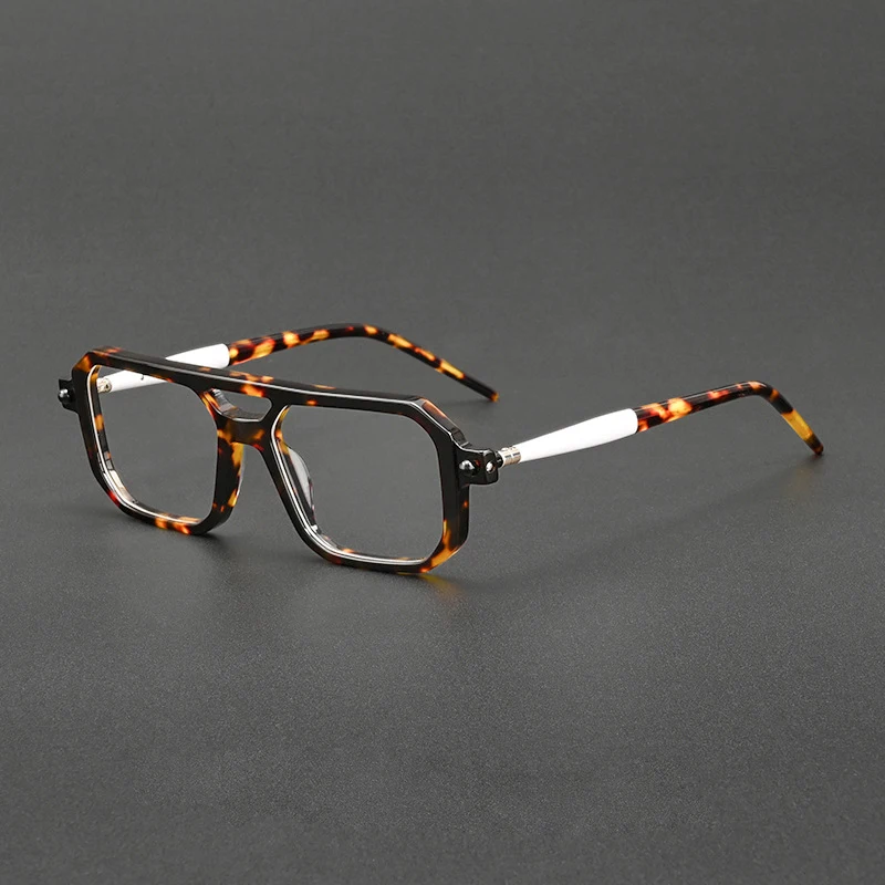 

Acetate Double Beam Square Glasses Frame for Men Prescription Optical Eyeglasses Women Myopia Reading Personalized Retro Eyewear