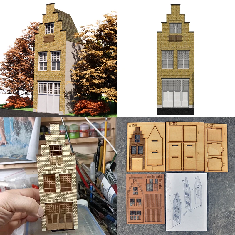 Assembly Architectural Model Miniature Building Components European Rural Buildings Diorama Train Railway Scale Model Kit 1/87