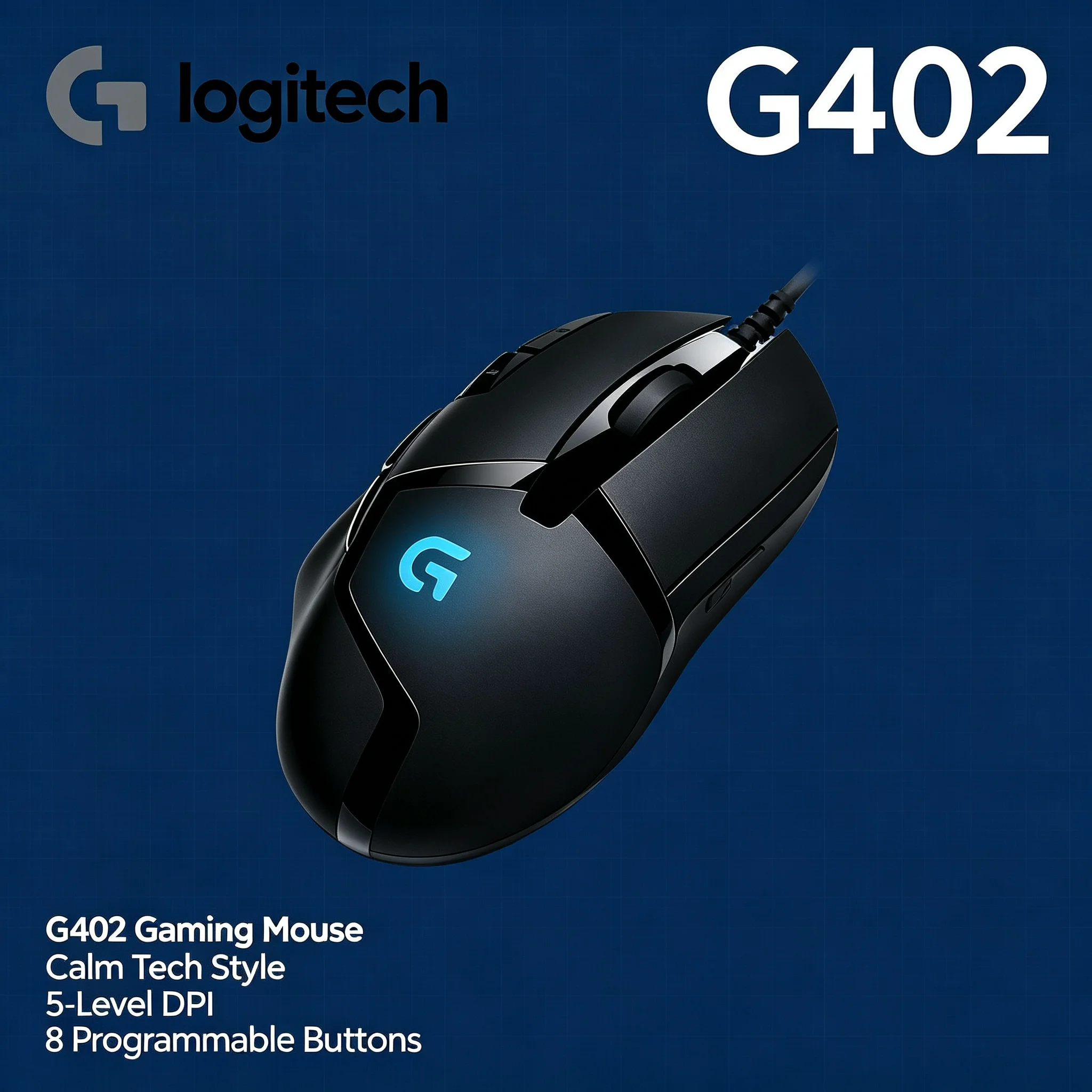 Logitech G402 Wired Ergonomic Game Mouse 8 Custom Buttons RGB Backlight Adjustable DPI Mice For Gaming Office