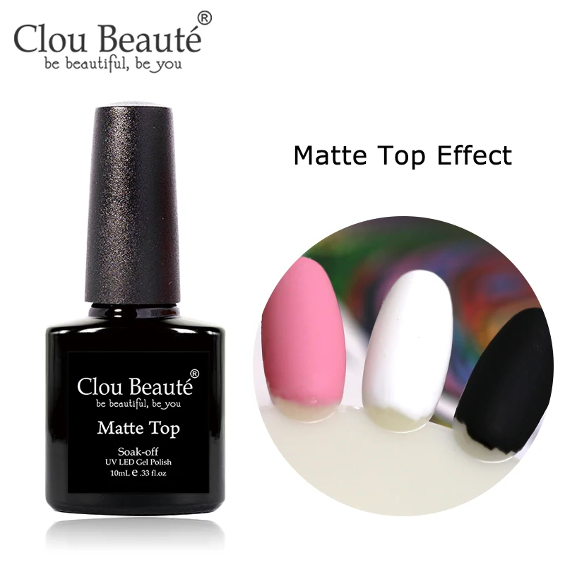 ClouBeaute-Matte Top Base Coat Gel Esmalte, Verniz Transparente, Removedor de Arte, Primer Gel, Veludo, Temperado, Top, 15ml, 10ml