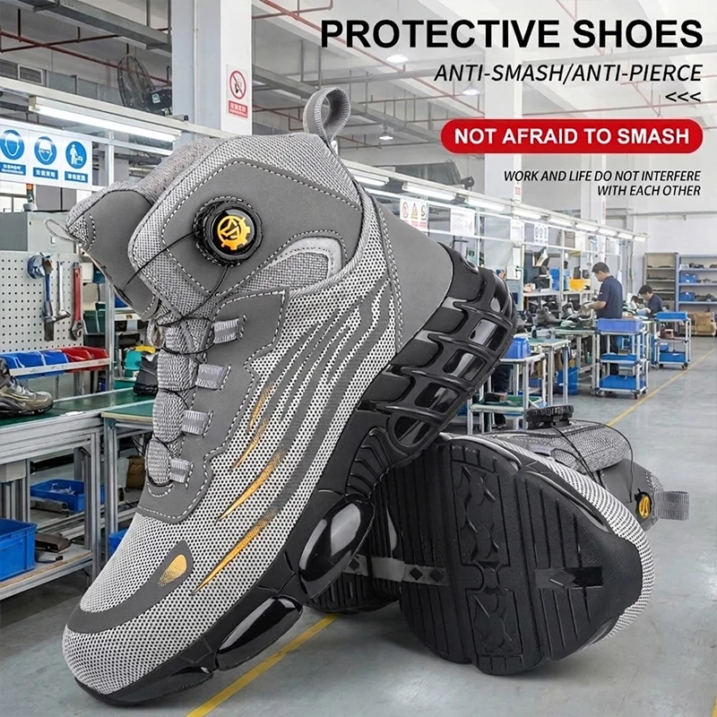 Hochgeschnittenes Mesh-Obermaterial, TPU-Sohle, Twist-Lock-Stahlkappe, durchstichsichere Sicherheitsschuhe, Unisex-Arbeitsschuhe, Schutzschuhe – Detail 11