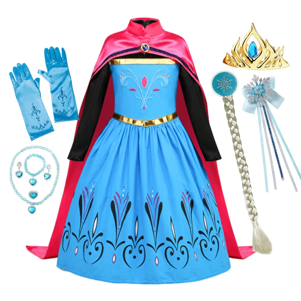 Disfraz de princesa Reina de la nieve para niña, Vestido de Elsa, Vestido de fiesta de cumpleaños, Vestido de Carnaval de Halloween para niños