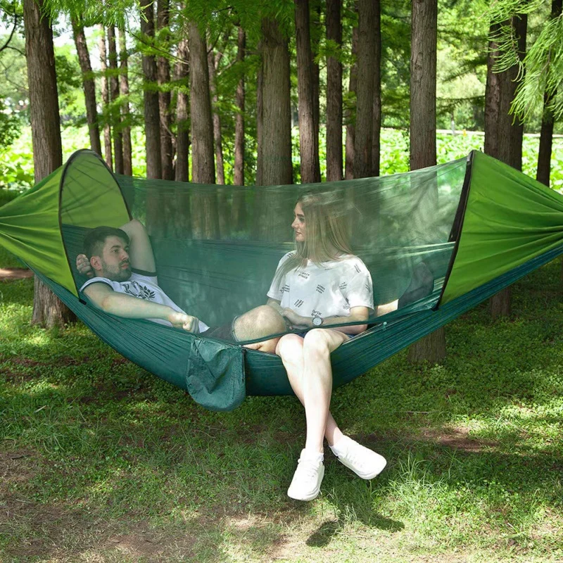 

Double Hammock Outdoor Anti-Mosquito Sunshade Quickly Open Cradle Ground Single Camping equipment garden Swing furniture