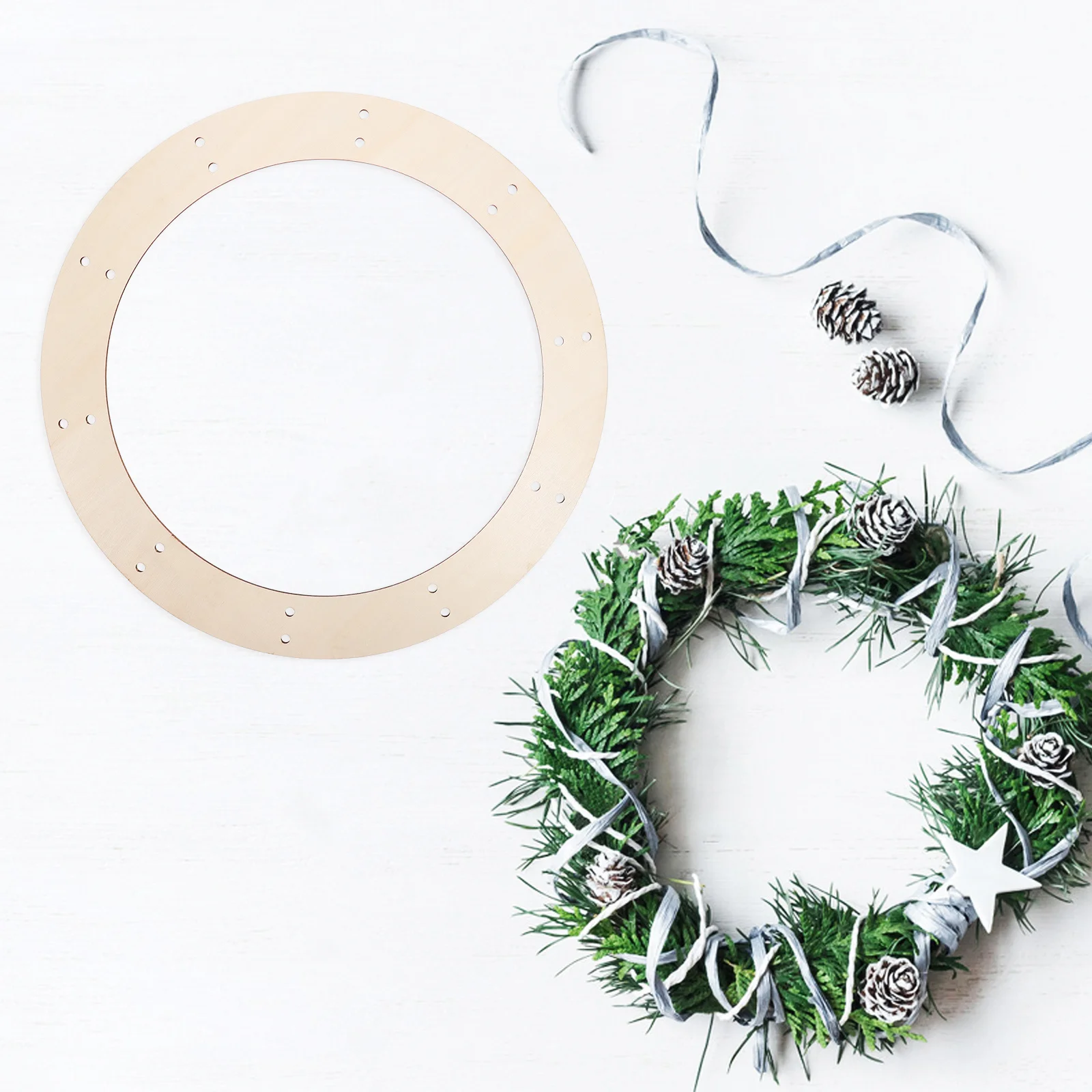 

6Pcs Round Wreath Frames Wood Material DIY Wreath Making Large Wooden Hoops for Craft Supplies Indoor Outdoor Use