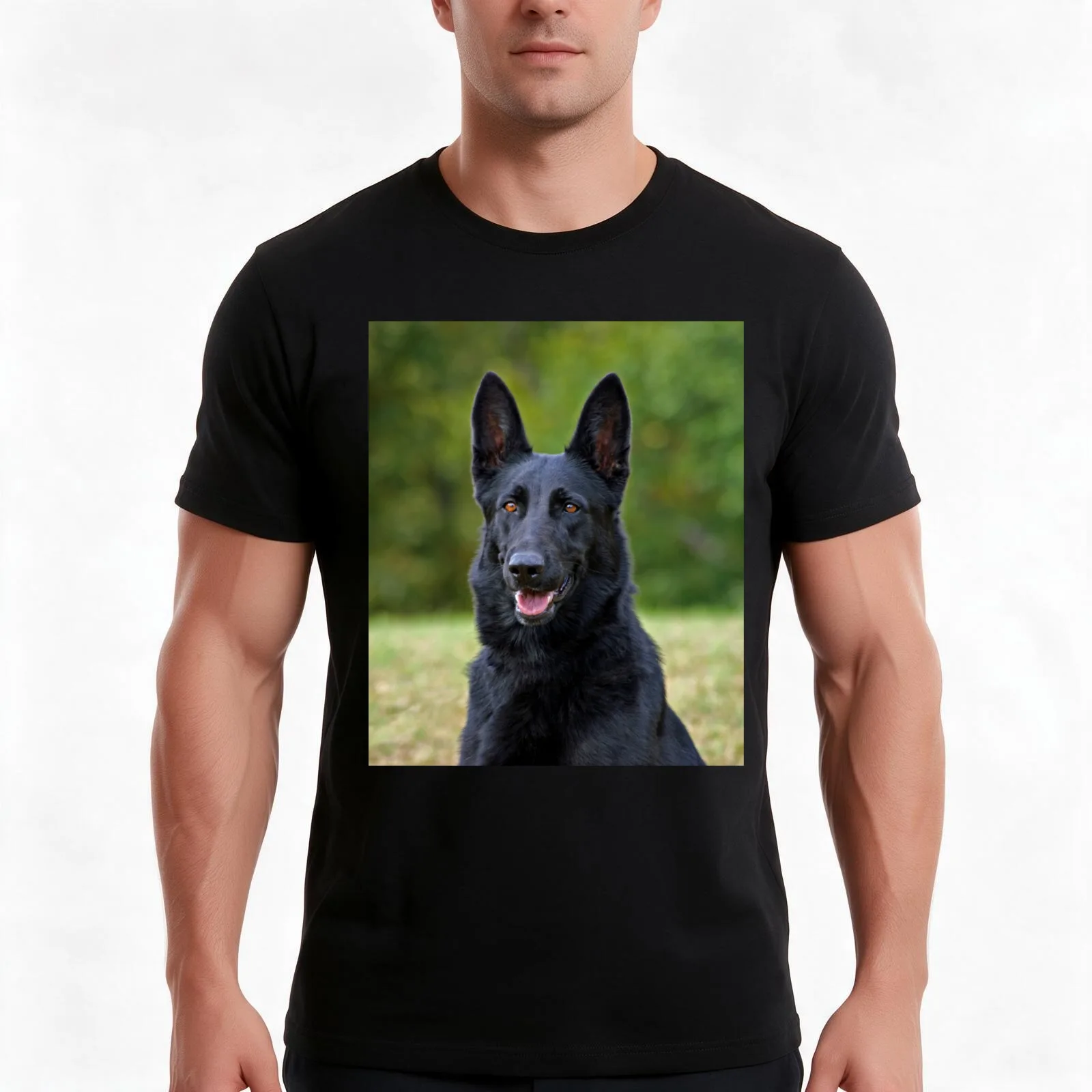 Black German Shepherd T-Shirt Summer Casual Cotton Tee Oversized Streetwear Tops Vintage Graphic Print Unisex Men Women