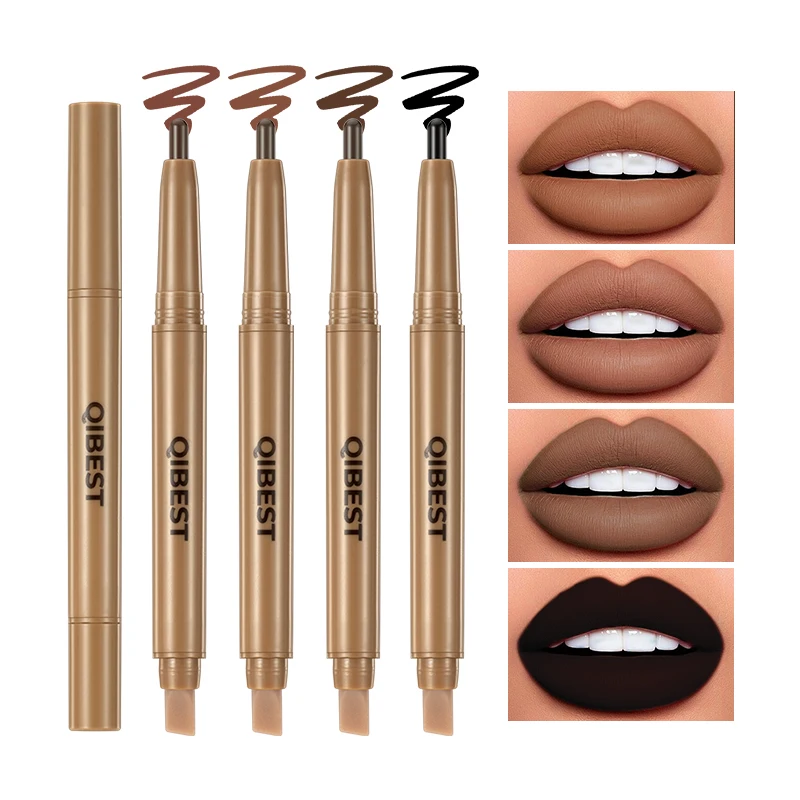 1 lápis labial 2 em 1, durável à prova d'água, fácil de colorir, sem desbotamento, adequado para todos os tipos de pele