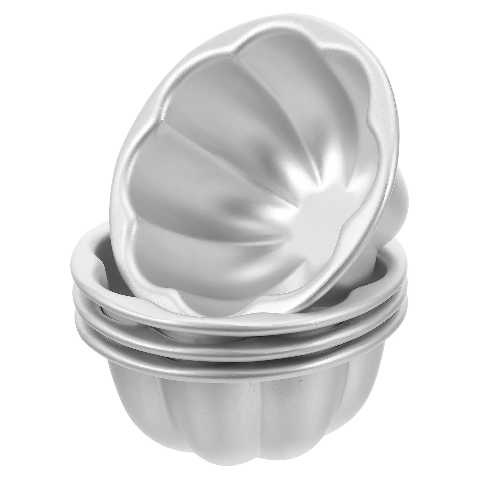 

4pcs Mini Cake Molds Non Stick Bakeware For Pudding And Egg Tart Pumpkin Shaped Baking Pan Aluminum Alloy Baking For Parties