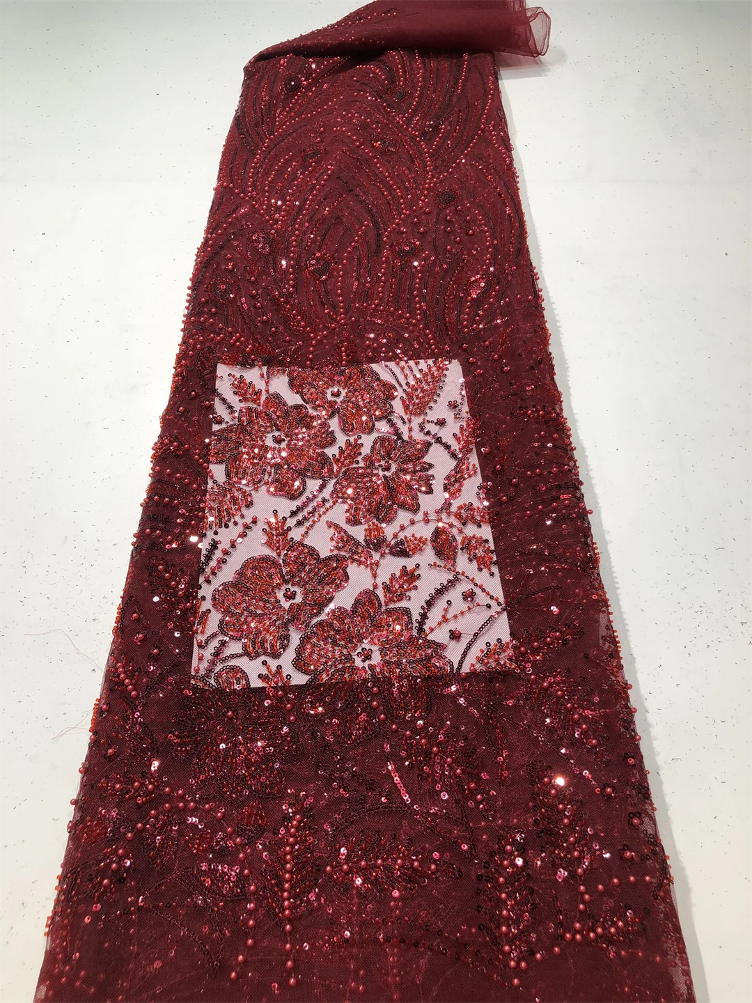 

African Mesh Lace Fabric Nigerian Beads Lace Fabric 2025 High Quality French Nigeria Lace Dresses for Women Party Wedding Sewing