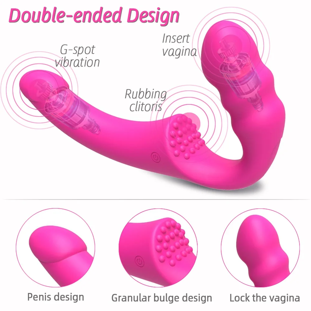 Vibrating Strapless Double Head Vibrators Strap-on Dildo for Couples Lesbian G-Spot Clitoris Stimulate Erotic Sex Toys For Women