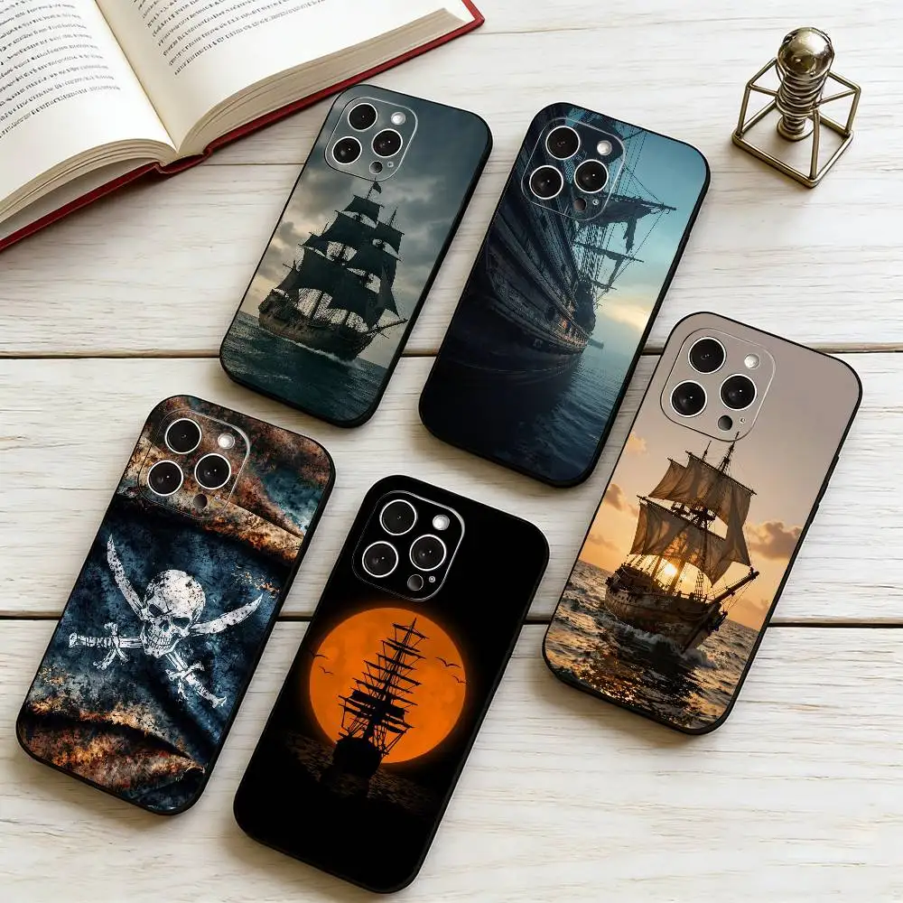 

Vintage pirate ship Phone Case Silicone Soft For IPhone 17 16 15 14 13 12 11 X XR Plus Pro Max Plus