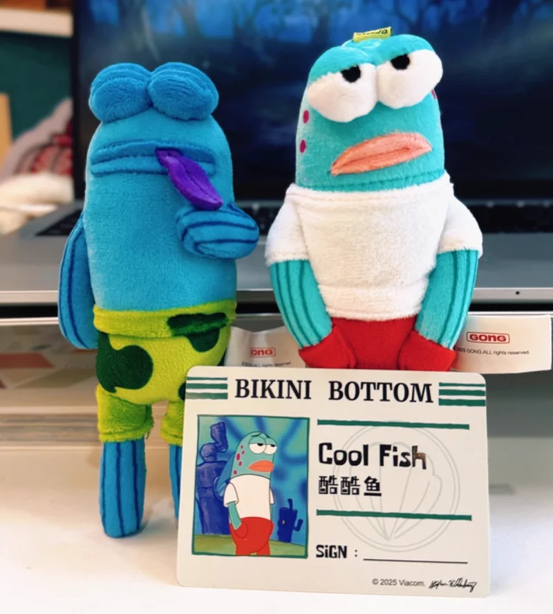 

Pop Mart Gong Spongebob Bikini Bottom Resident Fish Blind Box Pendant Soft Stuffed Bag Hanging Decorative Toy Gift For Anime Fan