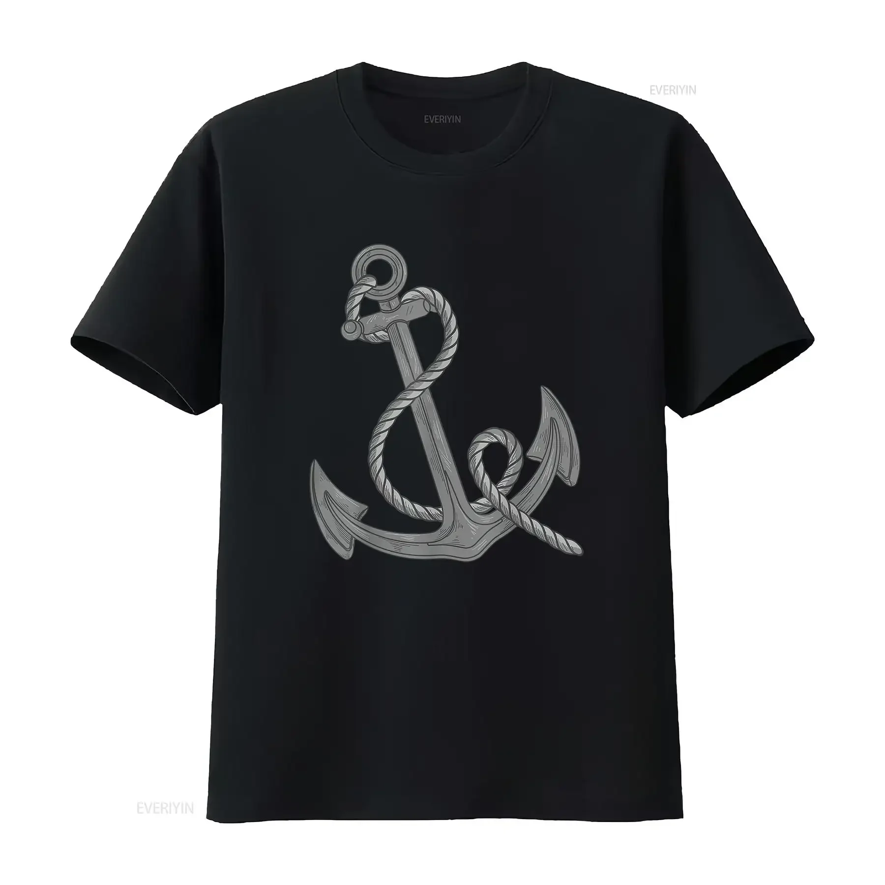 

Womens Vintage Nautical Anchor T Shirt Cute Retro Sailing Black 2XL vintage Washed Breathable homme graphic designer clothes