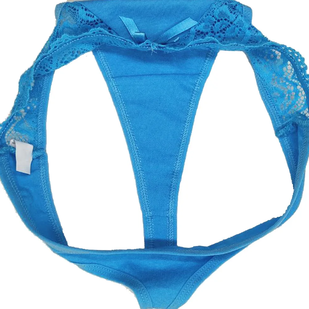 Culotte string en dentelle pour femme, sous-vêtement transparent, lingerie sexy, couleur unie, 5 pièces par lot