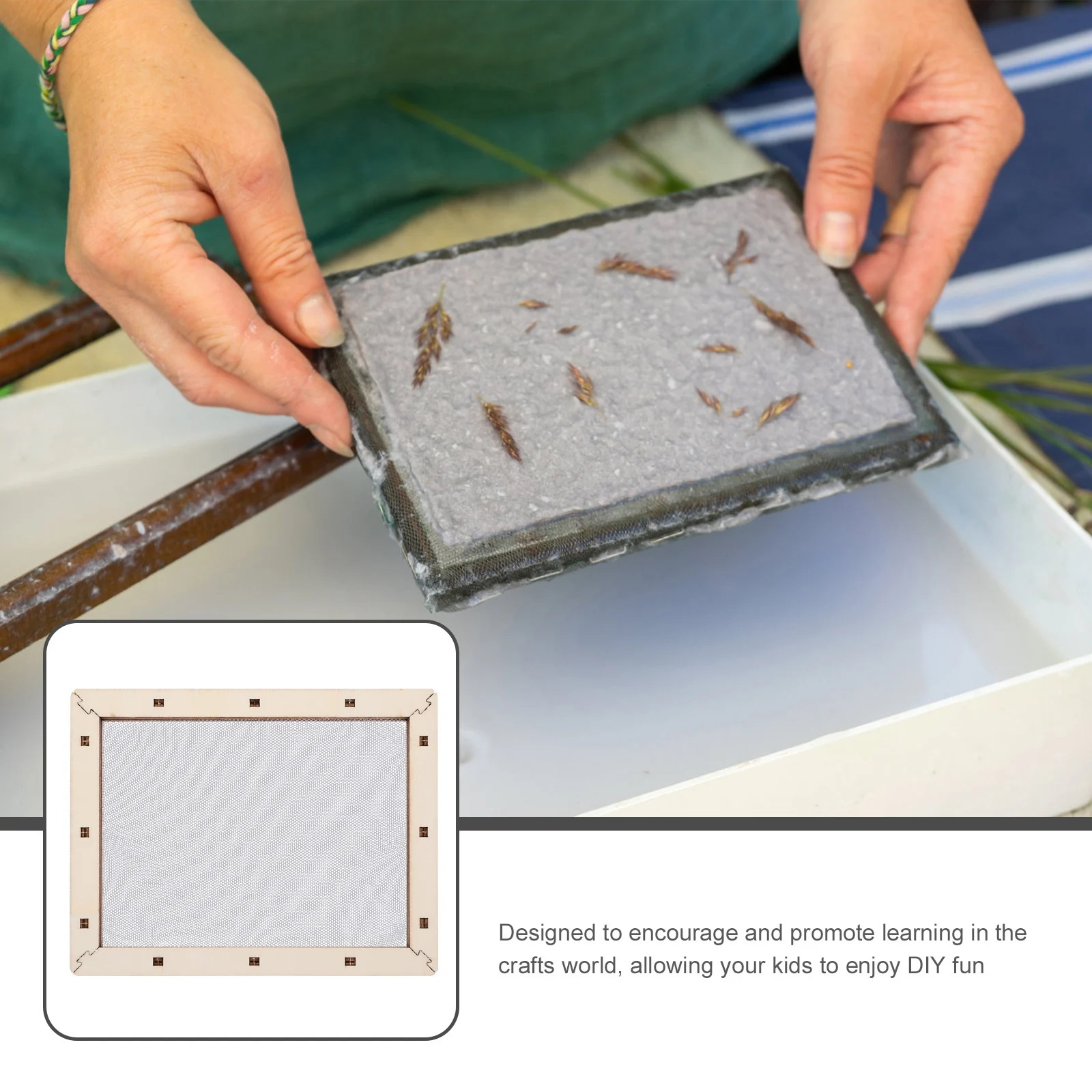 

2Pcs Wooden Paper Making Frame with Mesh Screen DIY Craft Tool for Handmade Paper Making Kit Reusable Educational Mould for Art