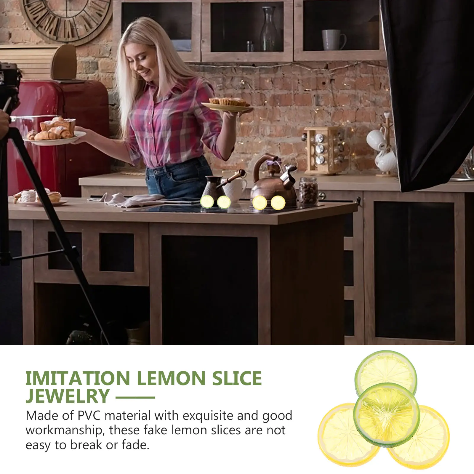 

Imitation Lemon Slice Decor Artificial Fruits PVC Slices Kitchen Centerpieces Photography Props Simulation Lemons Fruit Model