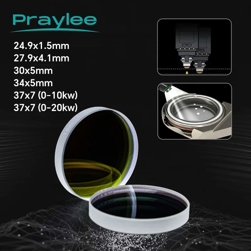 

10PCS Fiber Laser Protective Windows Lens 37x7 27.9x4.1 24.9x1.5 18x2 34x5 Laser Cutting Machine Lens 1064nm Raytools BOCI Bodor