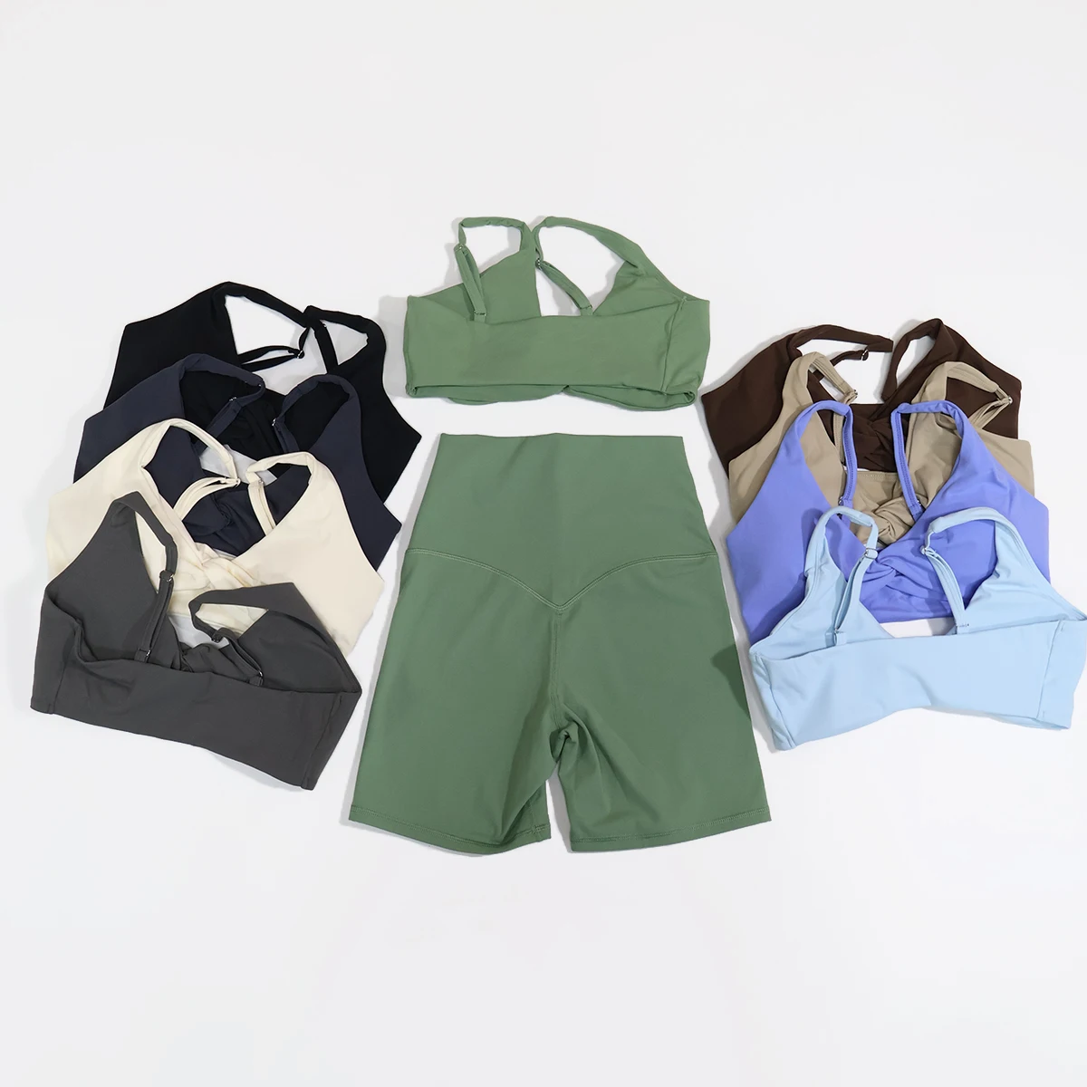 Summer Two Pieces Yoga Set Women Gym Shorts Sports Suit Female Soften Skin-Friendly Activewear Beauty Back Women Sportswear