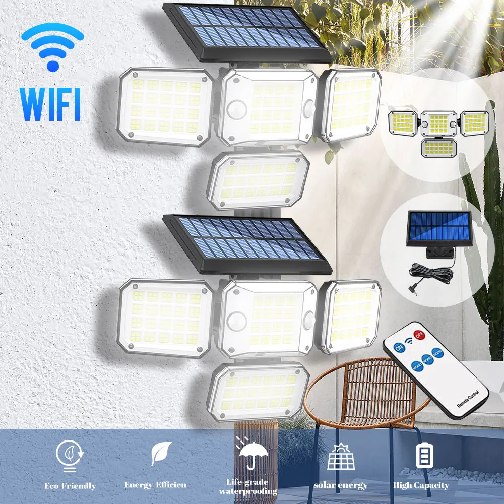 أضواء الجدار LED القوية في الهواء الطلق مصباح للطاقة الشمسية فناء الجدار مصباح جسم الإنسان التعريفي حديقة شرفة باب المرآب إضاءة الشوارع