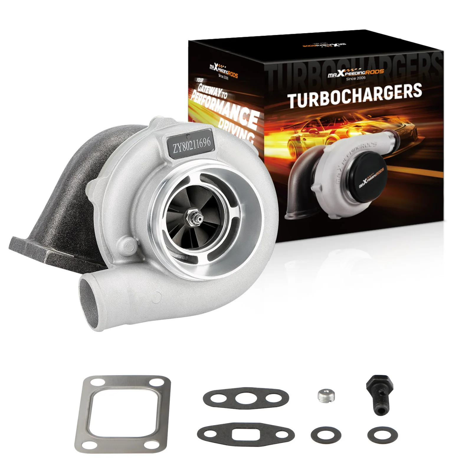 MaXpeedingrods Universal Turbocharger GT3037 GT3076R T3 4-BOLT Flange 500+HPS .82 A/R .60 Turbo